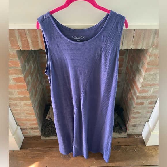 Soft Surroundings Summer Tank Dress Medium Textured 100% Pima Cotton Casual - Picture 1 of 7